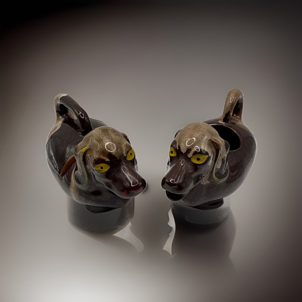 Vintage Artmark Dachshund Sugar Bowl ONLY Drip‎ Glazed Redware MCM